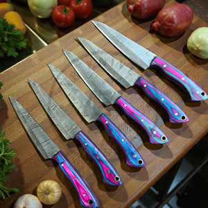 Ensemble de 6 couteaux à steak de chef en acier Damas faits à la main, style vintage, ambidextres, écologiques, vente en gros OEM - Product Image 2