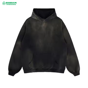 Sweat-shirt à capuche oversize pour homme de qualité supérieure, couleur unie, en molleton de coton French Terry, décontracté, pour l'automne, effet délavé à l'acide - Product Image 1
