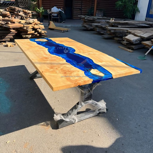 <b>Epoxy</b> <b>Resin</b> River <b>Table</b> Solid Wood Dining <b>Table</b> Custom Design Furniture Wholesale OEM Factory Supply - Product Image 4