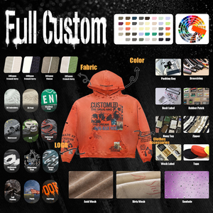 Sweat à capuche homme Sunfaded Mud Wash 450 g/m² en molleton bouclette, coupe ample effet vieilli, streetwear, pull orange personnalisé, style vintage - Product Image 6