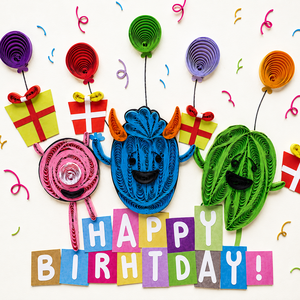Manufacturer Wholesale Playful Monster Quilling Card Birthday Theme ODM <b>Handmade</b> <b>Paper</b> Greeting Card Vietnam Digital Printing - Product Image 3