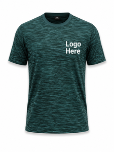 Camiseta de Manga Corta para Hombre, Verde a Rayas, de Secado Rápido, Corte Regular, con Logotipo Estampado en la Parte Delantera, Informal, de Poliéster Tejido - Product Image 2