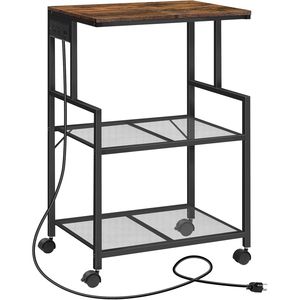 Industrial 3-Tier <b>Printer</b> Stand Rolling Storage Cart with Power Outlets and 2 <b>USB</b> Ports Easy-to-Move <b>Printer</b> Table on Wheels - Product Image 1