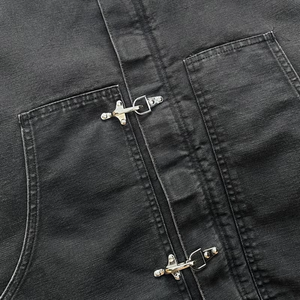 Veste trench en toile pour homme, gris foncé, col rabattu, poche avant, fermeture boutonnée, coupe classique, vêtement d'extérieur - Product Image 4