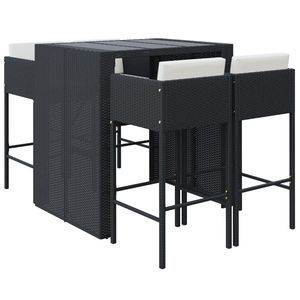 Ensemble de bar de jardin en polyrotin noir et acier thermolaqué avec verre trempé, mobilier d'extérieur élégant - Product Image 2