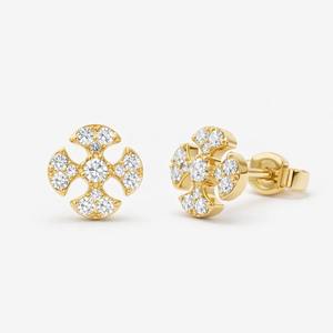 Pendientes de Diamantes Naturales con Corte Redondo en Racimo, Oro Blanco, Amarillo y Rosa de 14K, 0.15 Quilates, Hipoalergénicos, Proveedor de Joyería Fina - Product Image 6