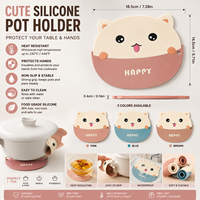 Support de casserole en silicone mignon, résistant à la chaleur, antidérapant, dessin animé chat, tapis en silicone pour la cuisine