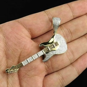 Pendentif Guitare Iced Out Moissanite Ronde Taille Brillant Certifiée IGI Argent 925 Instrument de Musique Hip Hop Bijoux Fins Unisexe - Product Image 2