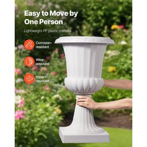 Paquete de 2 Macetas de Plástico Blancas Clásicas de 15.8 x 26.4 Pulgadas, Macetas Versátiles para Interiores y Exteriores, Jarrones para Bodas, Macetas para Plantas - Product Image 4