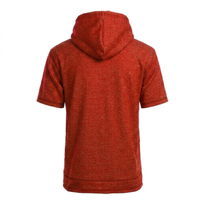 Sudadera con Capucha de Manga Corta para Hombre, Estilo Desgastado - Rojo Melange - Product Image 2