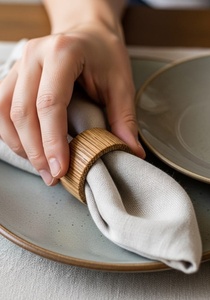 Modern Luxury Designer Wooden Napkin Rings Weddings Dinner Festive Occasion Customized Handcrafted Durable Eco-Friendly Tabletop - Product Image 5