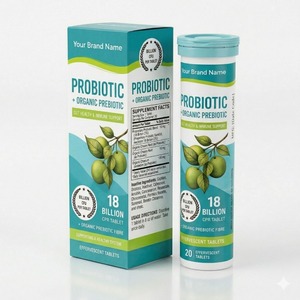 Comprimés effervescents probiotiques et prébiotiques à marque privée – Formule avancée pour la santé intestinale avec saveur pomme verte - Product Image 4
