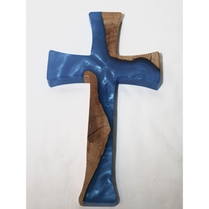 Premium Solid Wood Decorative Cross with <b>White</b> Epoxy Resin Handmade Christian Religious Wall <b>Hanging</b> Gift Decor - Product Image 5