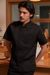 เสื้อเชฟแขนสั้นยูนิเซ็กซ์ DHL ผ้าฝ้ายอ๊อกซ์ฟอร์ด สำหรับงานร้านอาหารและบาร์ - Product Image 2
