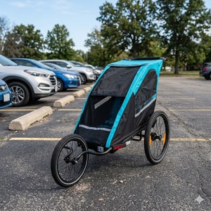 TC-2024S Baby Bike <b>Trailer</b> 3-in-1 Jogger Stroller Single Seat Safety Belt Aluminum Frame Body for Outdoor Adventures - Product Image 5