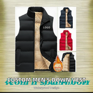 Wholesale Custom <b>Men's</b> Waterproof Winter <b>Down</b> <b>Filled</b> Workwear Vest with Printed Logo Stand Collar Plush Sleeveless Zipper <b>Jacket</b> - Product Image 5
