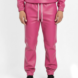 Conjunto Deportivo con Capucha Rosa, Color Sólido, Corte Regular Informal, Unisex para Adultos, Ropa de Otoño, Cierre con Cordón, Bolsillos Laterales - Product Image 4
