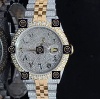 Jam Tangan Imperial Jewels Desain Baru Mewah Dua Warna Bertabur Moissanite Penuh, Tali Baja Tahan Karat Mekanis 42mm 10 Bar Tahan Air