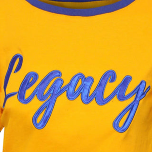เสื้อยืดคอกลมแบบมีขอบตัดสี รุ่น SGRHO Legacy Ringer ของ Sigma Gamma Rho สำหรับผู้หญิง  ชุดนักเรียนหญิงชาวกรีก แขนสั้น ผ้าฝ้ายลำลอง ขายส่ง - Product Image 5