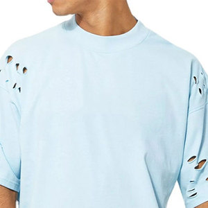 เสื้อยืดทรงบ็อกซี่ผู้ชาย ผ้าฝ้ายหนา สไตล์สตรีทลำลอง รับผลิตแบบ OEM ODM ขายส่งจากโรงงาน - Product Image 2