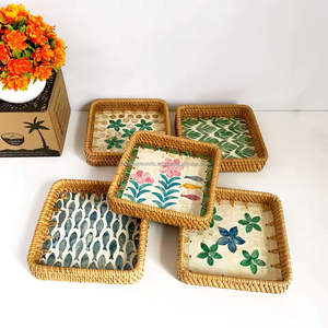 Beautifully Crafted Mother of Pearl Inlaid Rattan <b>Tray</b> for Elegant Home Decor with Exporter Support Eco Friendly Vietnam - Product Image 3