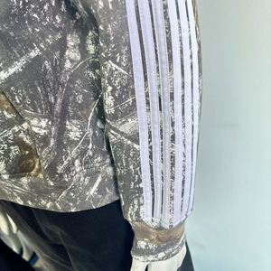Custom Unisex Baggy Cropped Boxy Side Stripe Embroidery Camo Zip up Hoodies and Sweat Pants Set Sweat Suits Men - Product Image 3