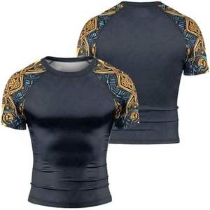 Chemise de compression à manches courtes imprimée numériquement, 100 % polyester, pour homme, qualité supérieure, prix bas, coupe ajustée. - Product Image 6