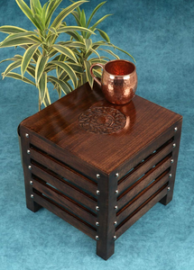 Taburete de Madera Hecho a Mano, Mueble de Asiento Rústico de Madera Sólida para Hogar, Cocina, Dormitorio, Sala de Estar y Decoración Tradicional - Product Image 6
