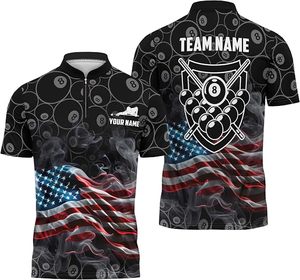 Uniforme Personalizado de Billar con Media Cremallera y Diseño de Bola 8 para Equipos - Product Image 4