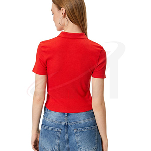 เสื้อโปโลผู้หญิงแบรนด์ส่วนตัว รับผลิตตามแบบ OEM ผ้าฝ้าย แขนสั้น ทรงพอดีตัว ผลิตจำนวนมาก เสื้อลำลอง - Product Image 3