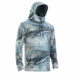 Hoodie Confortable et Tendance pour l'Extérieur, Imperméable, en Polyester Uni, Protection UV UPF 50, Manches Longues, Logo Avant, Idéal pour la Pêche - Product Image 5