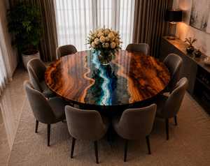 Artisan Crafted Solid Wood <b>Epoxy</b> Resin <b>Table</b> Natural Live Edge River Dining <b>Table</b> Custom Luxury Furniture for Contemporary - Product Image 4