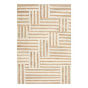 Best Price Modern Geometric Pattern Area <b>Rug</b> Rectangle Beige Ivory Tufted Polyester Non-Slip Rubber Backing Living Room Use - Product Image 1