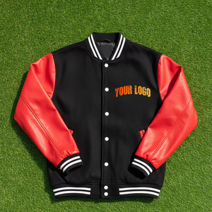Chaquetas Varsity de Lana Impermeables y Transpirables para Invierno, Tallas Grandes, Chaquetas Bomber de Béisbol Personalizadas con Mangas con Botones, Chaquetas de Cuero - Product Image 1