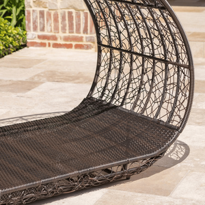 Lit de repos d'extérieur Lavina 91.25 avec auvent et coussin résistant à l'eau, meubles en osier multicolores/marron/blanc - Product Image 5