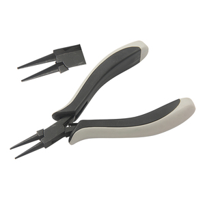 Pince à bec rond de 110 mm avec poignées ergonomiques en caoutchouc lisse noir et blanc, finition oxyde noir, pour sertissage, pêche, OEM personnalisable, circlip - Product Image 1