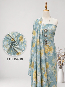 Tissu en mousseline imprimé floral respirant 60GSM TTH 154-2 léger tissé 100% polyester 58/60 pouces pour vêtements de sari féminin et tenues latines - Product Image 6