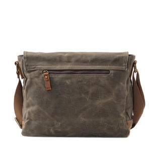 Bolso Bandolera para Hombre, Estilo Casual y Simple, Impermeable, de Lona Encerada y Cuero Vacuno - Product Image 3