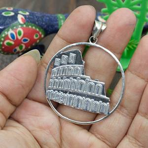 Collar con Colgante de la Torre Inclinada de Pisa en Plata 925, Marco Redondo, Joyería Arquitectónica, Amuleto Conmemorativo, Regalo - Product Image 2