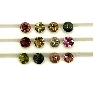 Pierre précieuse naturelle multi-tourmaline ronde taillée 5 mm, tourmaline facettée pour la création de bijoux, certifiée IGI - Product Image 2