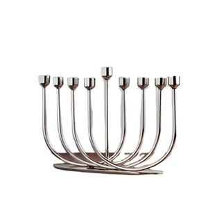 Menorah Única para Villas, Sinagogas y Templos, Iluminación Decorativa de Mesa, Portavelas de Hanukkah con Acabado Plateado - Product Image 1