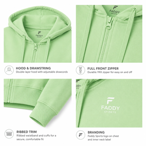 Custom Logo Women's Full Zip Up <b>Cropped</b> Hoodie Fleece Slim Fit Long Sleeve Sweatshirt Gym Workout Streetwear Crop <b>Top</b> Hoodie - Product Image 4