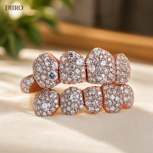Grillz plaqué or rose avec moissanite taille brillant rond sertie en canal, pour un look glamour en soirée, unisexe - Product Image 5