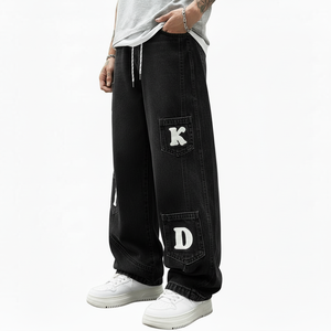 Jeans en denim élégants pour hommes, coupe droite vintage, marque personnalisée, haute qualité, décontractés et durables, vente en gros - Product Image 4