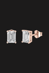 Boucles d'oreilles clous de luxe en moissanite taille émeraude, solitaire à quatre griffes, en argent 925, bijoux fins, cadeau brillant pour femmes et hommes - Product Image 2