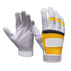 Gants de frappe en cuir blanc WARPRO INDUSTRY SS-BBG-11, ambidextres, rembourrés, en tissu tricoté respirant, fermeture auto-agrippante, unisexe adulte - Product Image 1