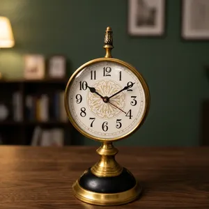 Horloge de table victorienne en laiton avec design inspiré de Londres, horloge de bureau ronde antique, horloge décorative vintage pour la maison ou le bureau - Product Image 6