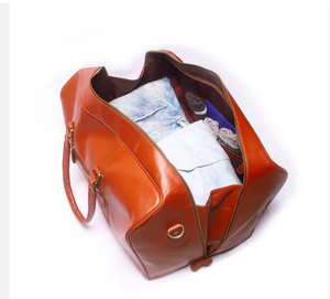 Bolsa de Viaje de Cuero Genuino a la Moda, Bolsa de Lona de Gran Capacidad para Viajes de Negocios, para Hombres y Mujeres - Product Image 3