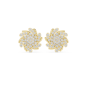 Pendientes de compromiso de oro amarillo de 14 quilates con diamantes cultivados en laboratorio para mujer |   Diamante Cultivado Nuevo - Product Image 1