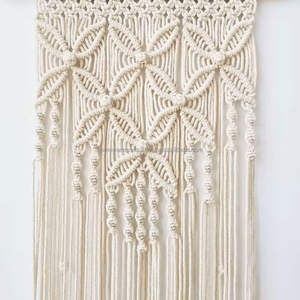 Grande tapisserie murale en macramé faite à la main, style bohème, en coton, pour la décoration de mariage, de fête et de la maison, vente en gros au Vietnam - Product Image 4